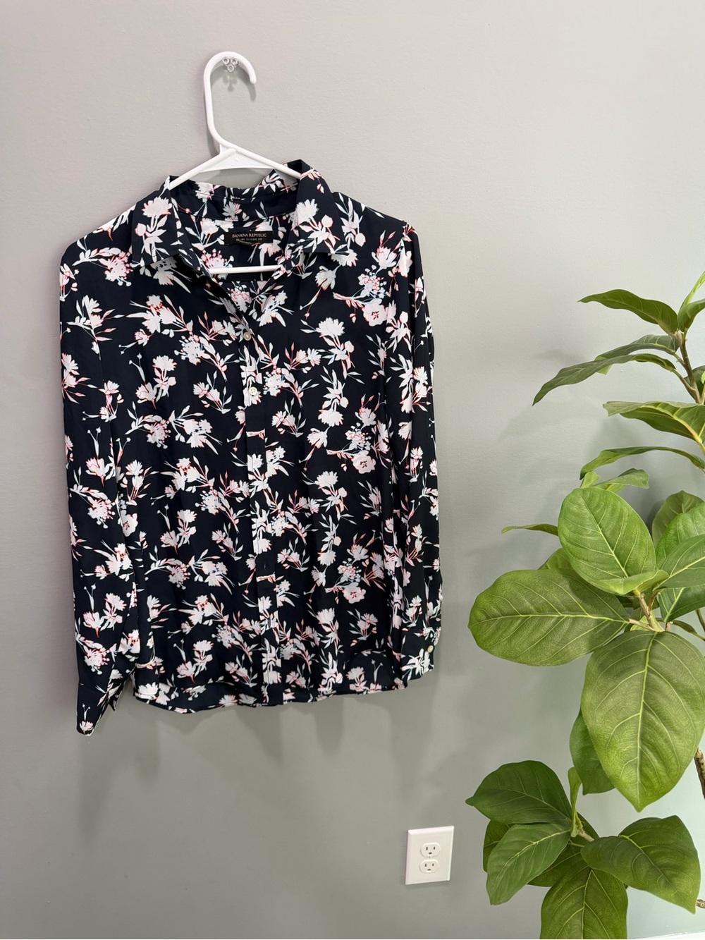 Banana Republic Navy Floral Button-Down Shirt